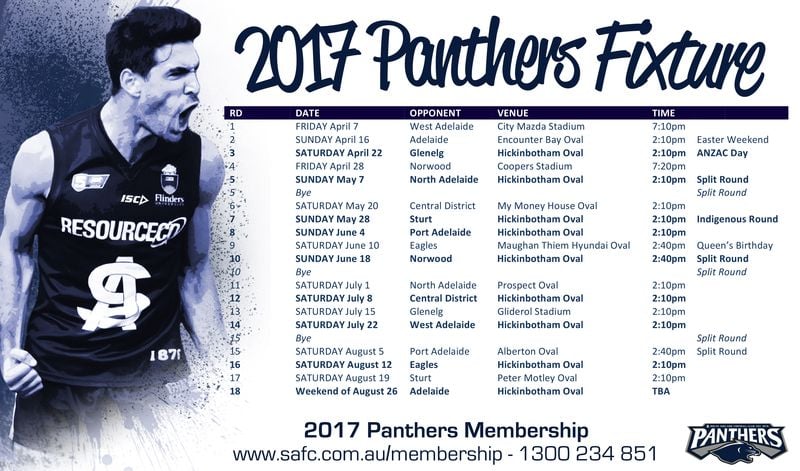 2017 South Adelaide Fixture Revealed 2017 South Adelaide Fixture Revealed
